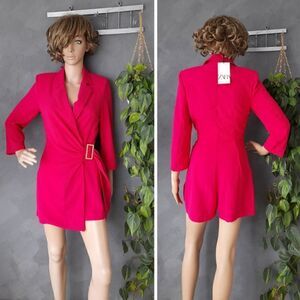 ZARA BLAZER DRESS PLAYSUIT WITH BELT HOT PINK ZARA